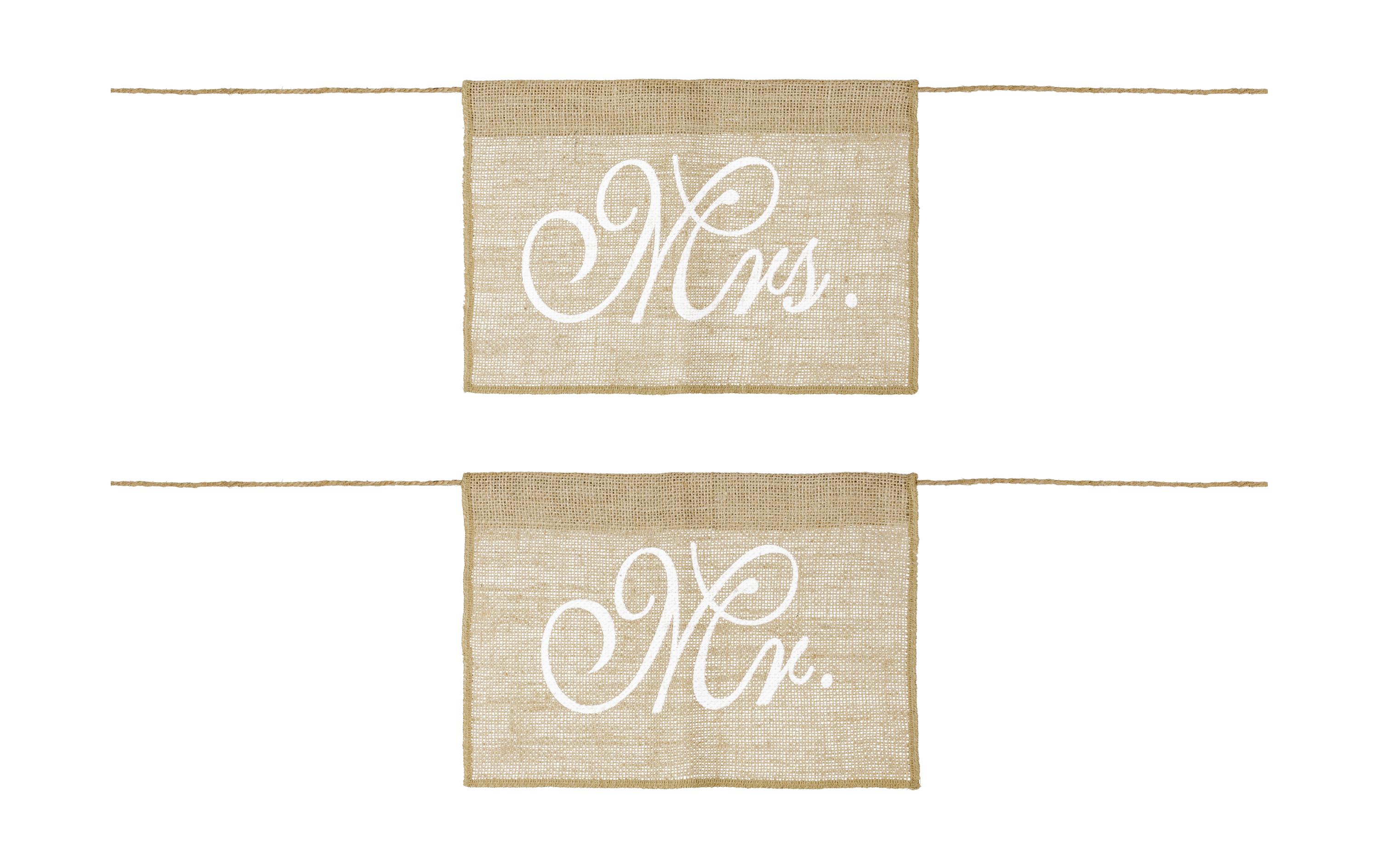 Hochzeitsaccessoire Stuhlschild Mr Mrs 30 x 21.5 cm, BraunTafel Braut und Bräutigam für eine schöne Dekoration am Hochzeitstisch