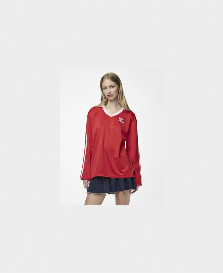 Pieces PCGRACE LS POLO SHIRT JRS D2D FSY High risk red/pink-a-boo stripe