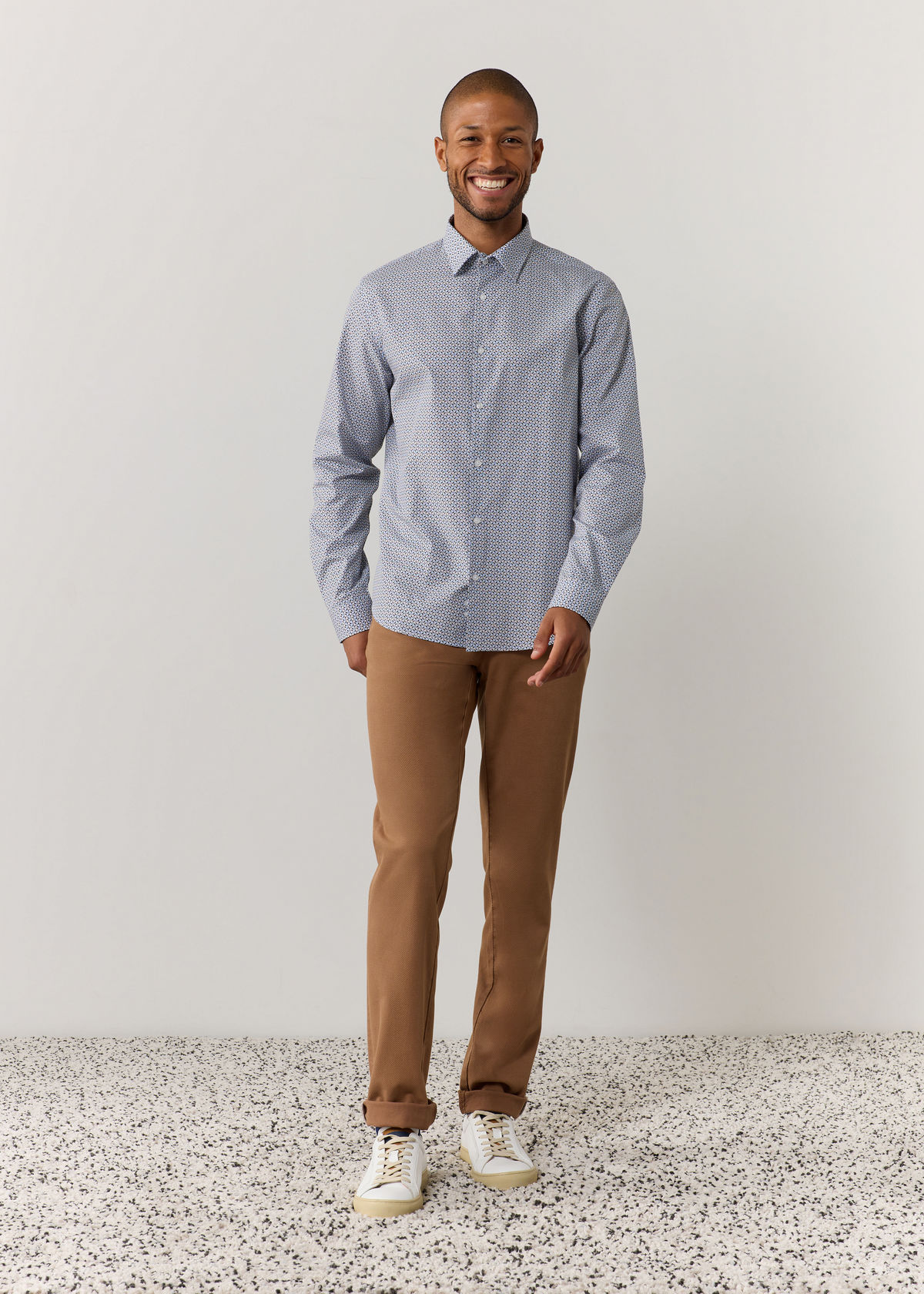 Pantalon casual skinny en coton mélangé stretch uni cognac