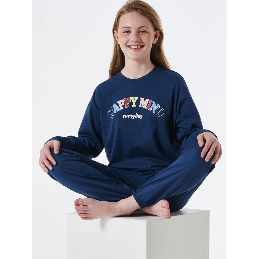 Schiesser Pyjama Organic Cotton nachtblau