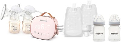 Beemoo CARE Duo Elektrisk Dobbelbrystpumpe inkl. Brystmelkposer & Brystmelkflaske 180 ml 2-pack