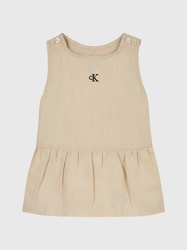 Vestido de bebê em algodão e linho