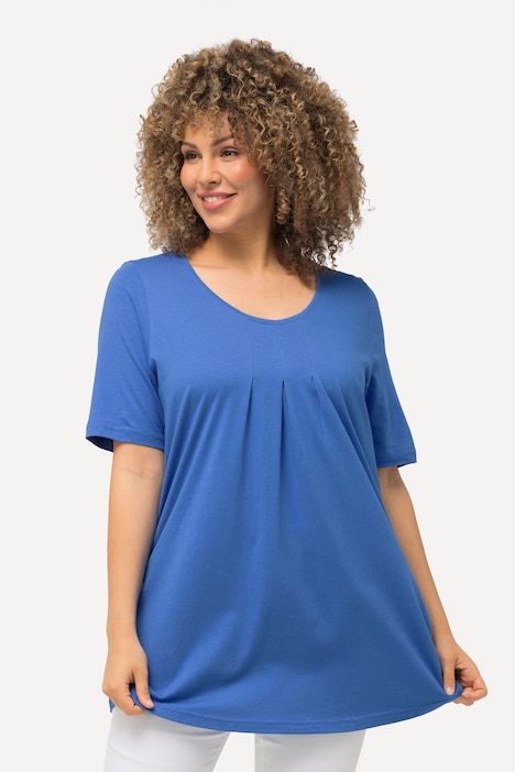 T-Shirt, Zierfalten, A-Linie, Rundhals, Halbarm, Modal