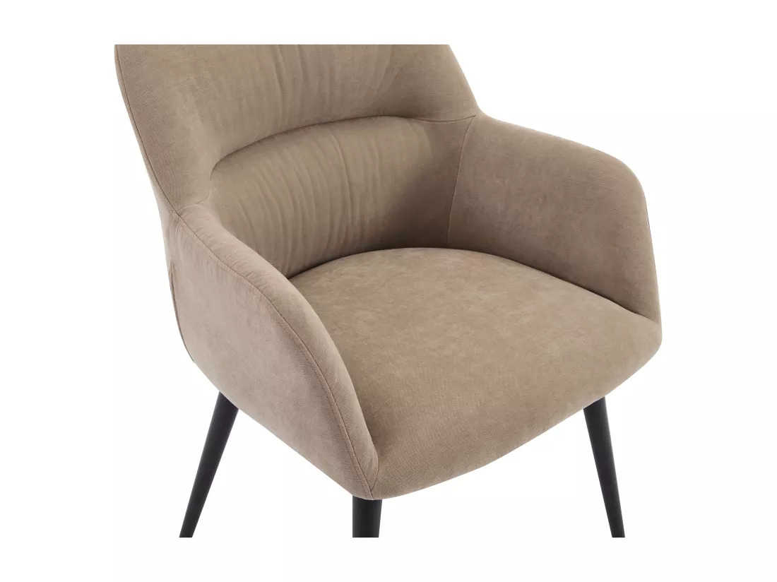 Lot de 6 chaises avec accoudoirs en tissu et métal noir - Beige - HEKA