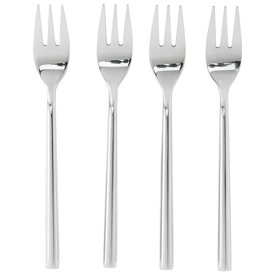 4 Kuchengabeln aus Edelstahl silber
