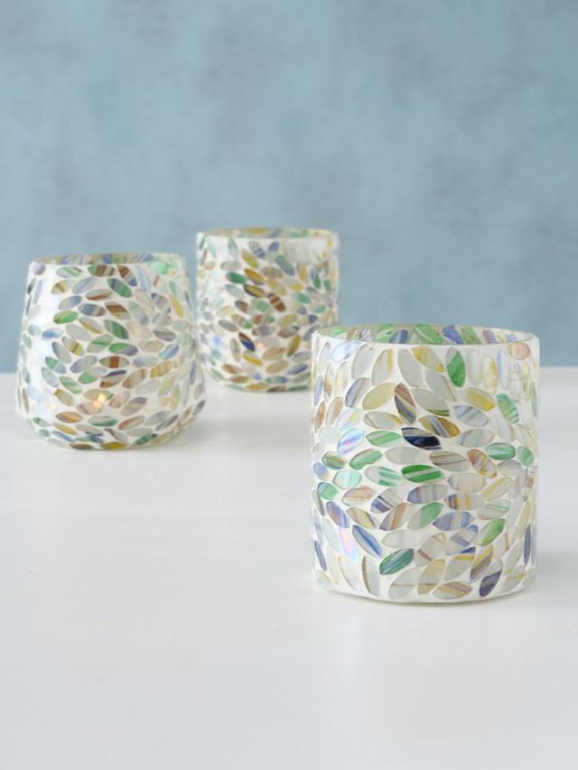 Windlicht Pfauenfeder, 3er-Set