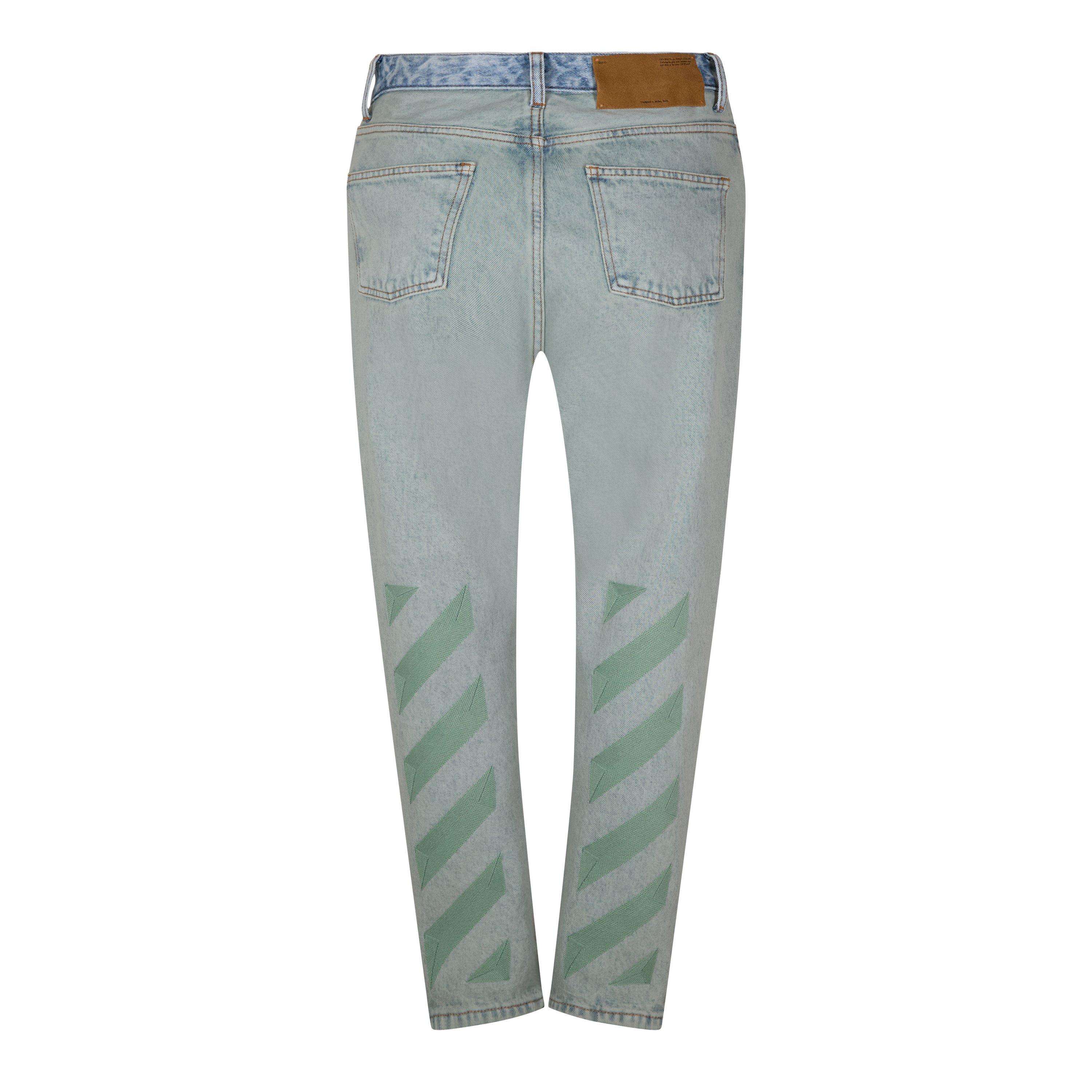 Off White Marbled Curved Jeans