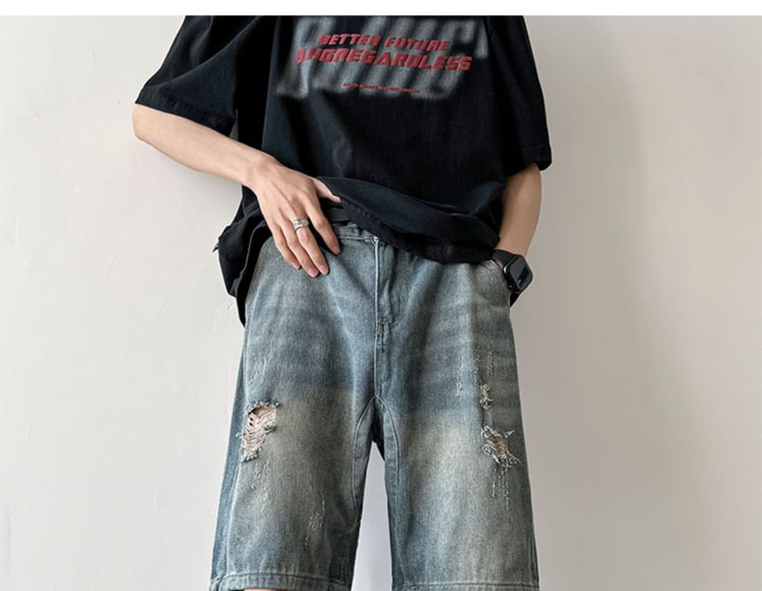 Trimecca - Mid Rise Washed Denim Shorts