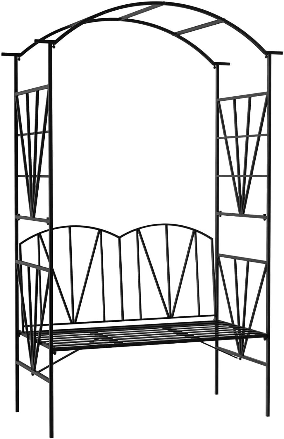 Outsunny Gartenbank, 2-Sitzer Outdoor Patio Bank Metall Garten Loveseat mit Bogen für Reben und Kletterpflanzen für den Außenbereich, Schwarz