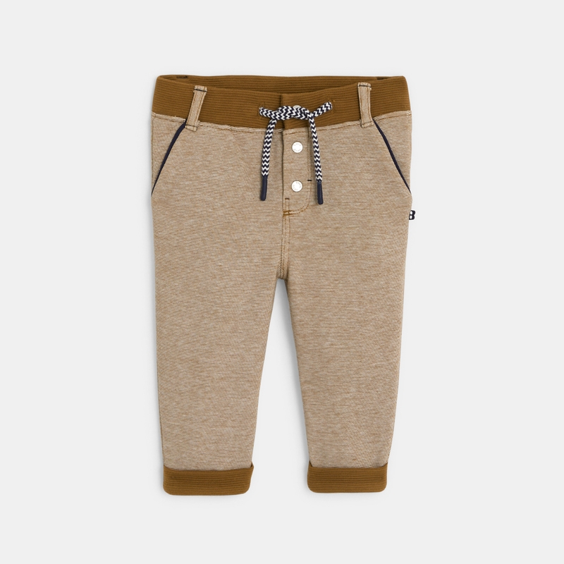 Pantalon molleton maille fantaisie marron bébé garçon