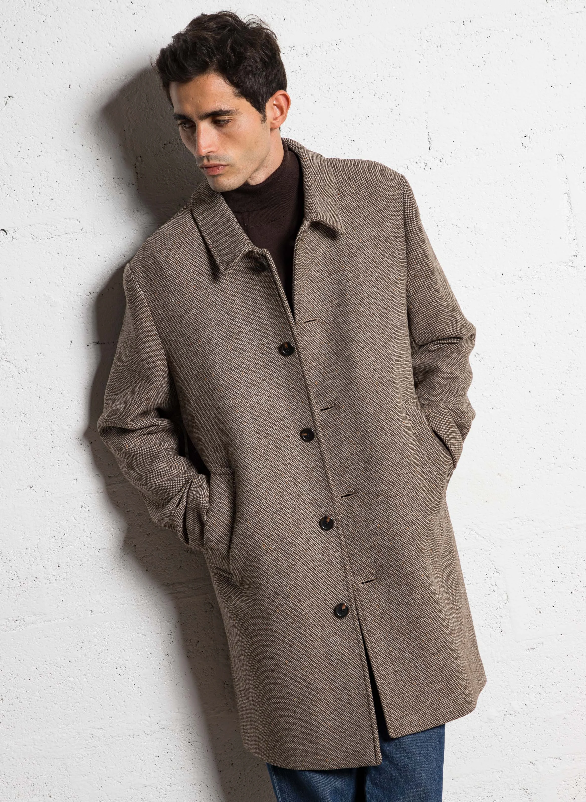 ARCHIVE - Manteau col classique en laine mélangée| Marron
