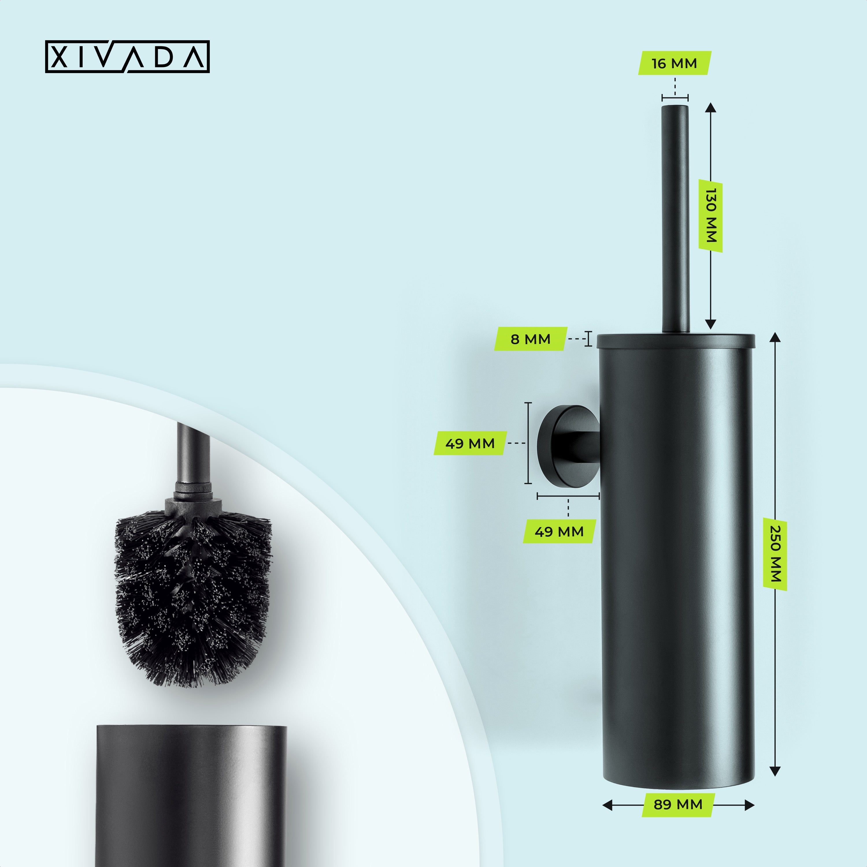 XIVADA Toilet accessoires set - 4 delig -  Rvs - Zwart