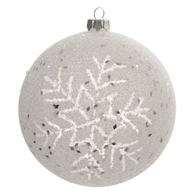 Christbaumkugel - silber/weiß - aus Glas - Ø = ca. 8 cm - 1 Stück