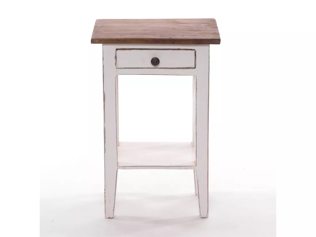 TABLE DE TÉLÉPHONE PLANTE Bois massif en acajou, avec tiroir 06 weiß-landhaus