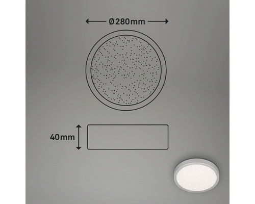 LED plafondlamp 18W 2000 lm 4000 K Ø 28 cm Runa zilver + sterrenhemel