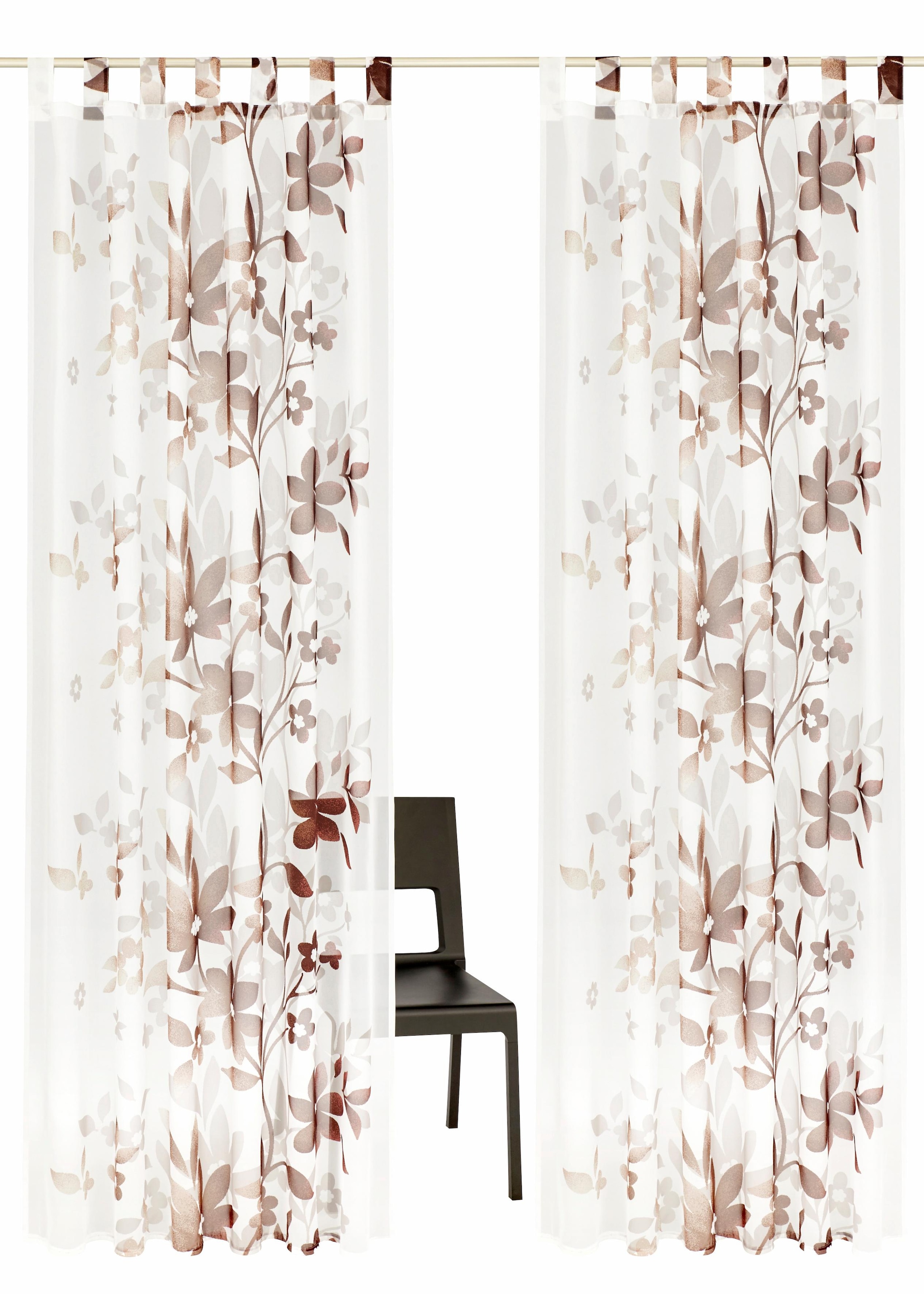 Home affaire Gardine »Ina« Schlaufen 2 Stk. tlg. 2-er Set, einseitig floral bedruckt, Voile, Blumen