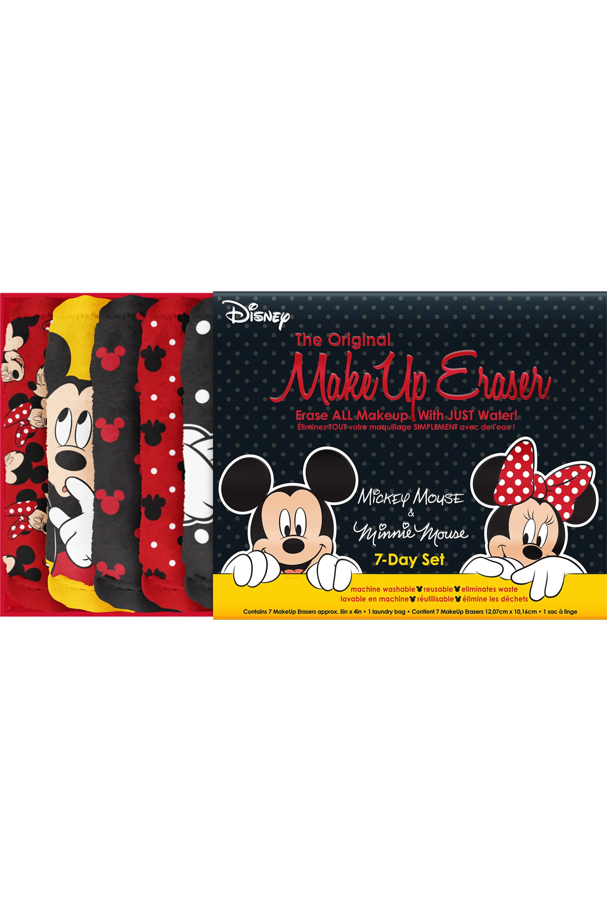 Makeup Eraser Kit de 7 serviettes démaquillantes réutilisables Mickey et Minnie