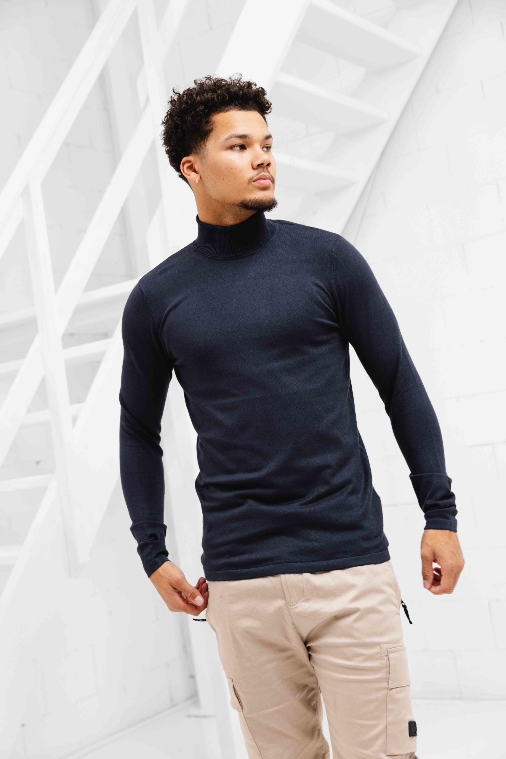 Pure Path Essential Knitwear Turtleneck Sweater Heren Donkerblauw