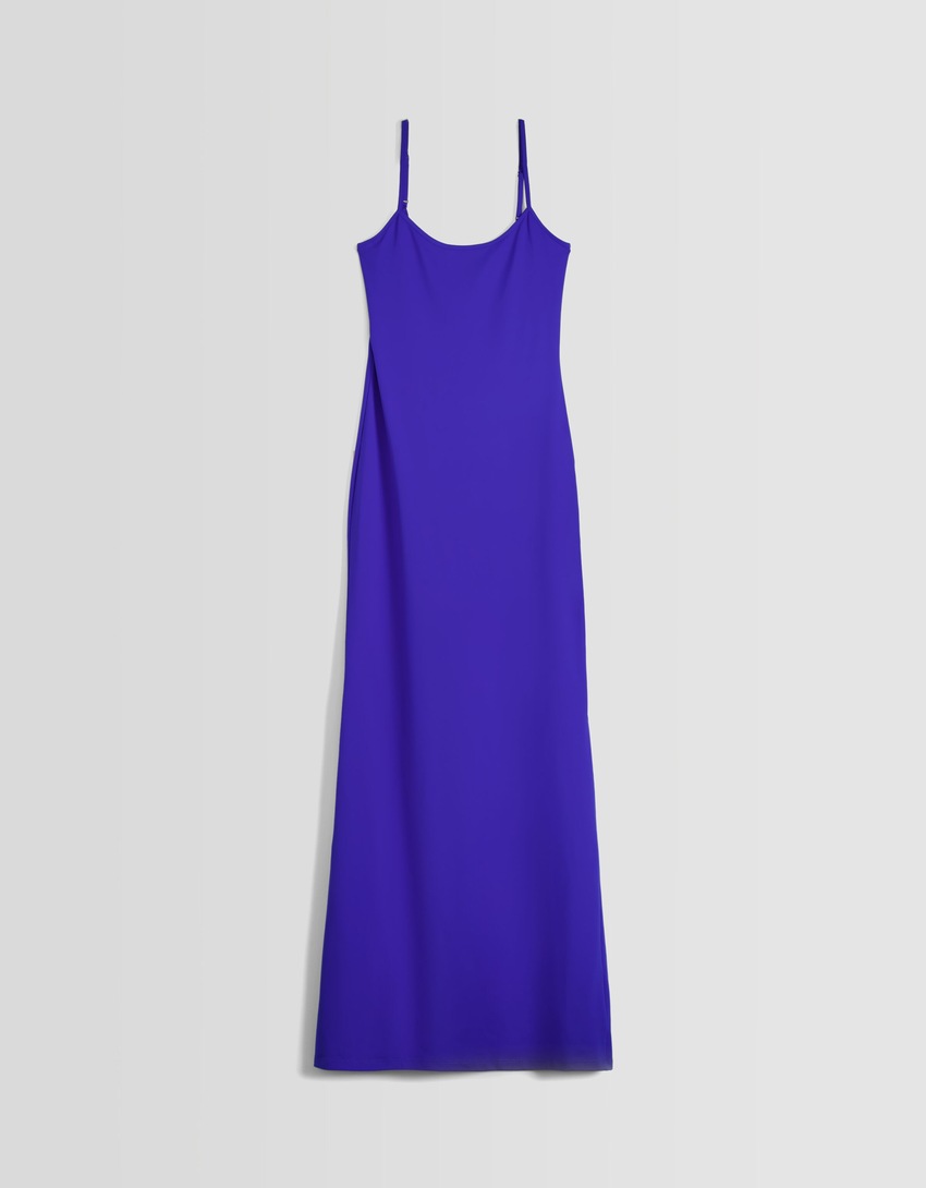Vestido longo justo com alças finas