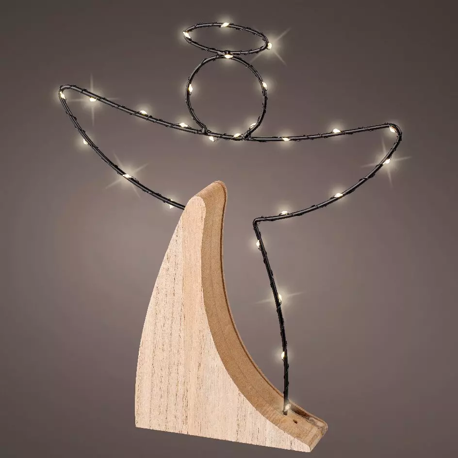 Ange lumineux à piles 27 LED (H30 cm) Alpina Blanc chaud