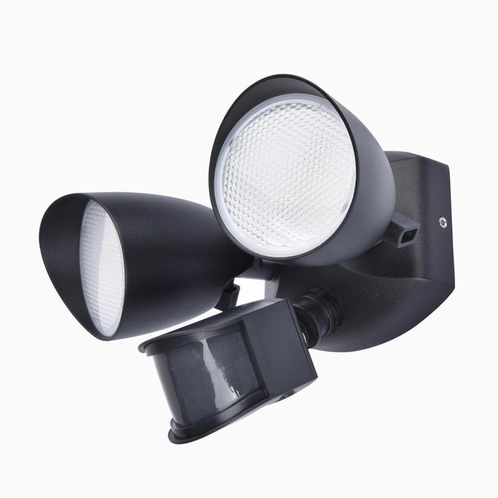 LED wandlamp Shrimp in zwart, 2x 11,75W 1700lm IP54 met bewegingsmelder