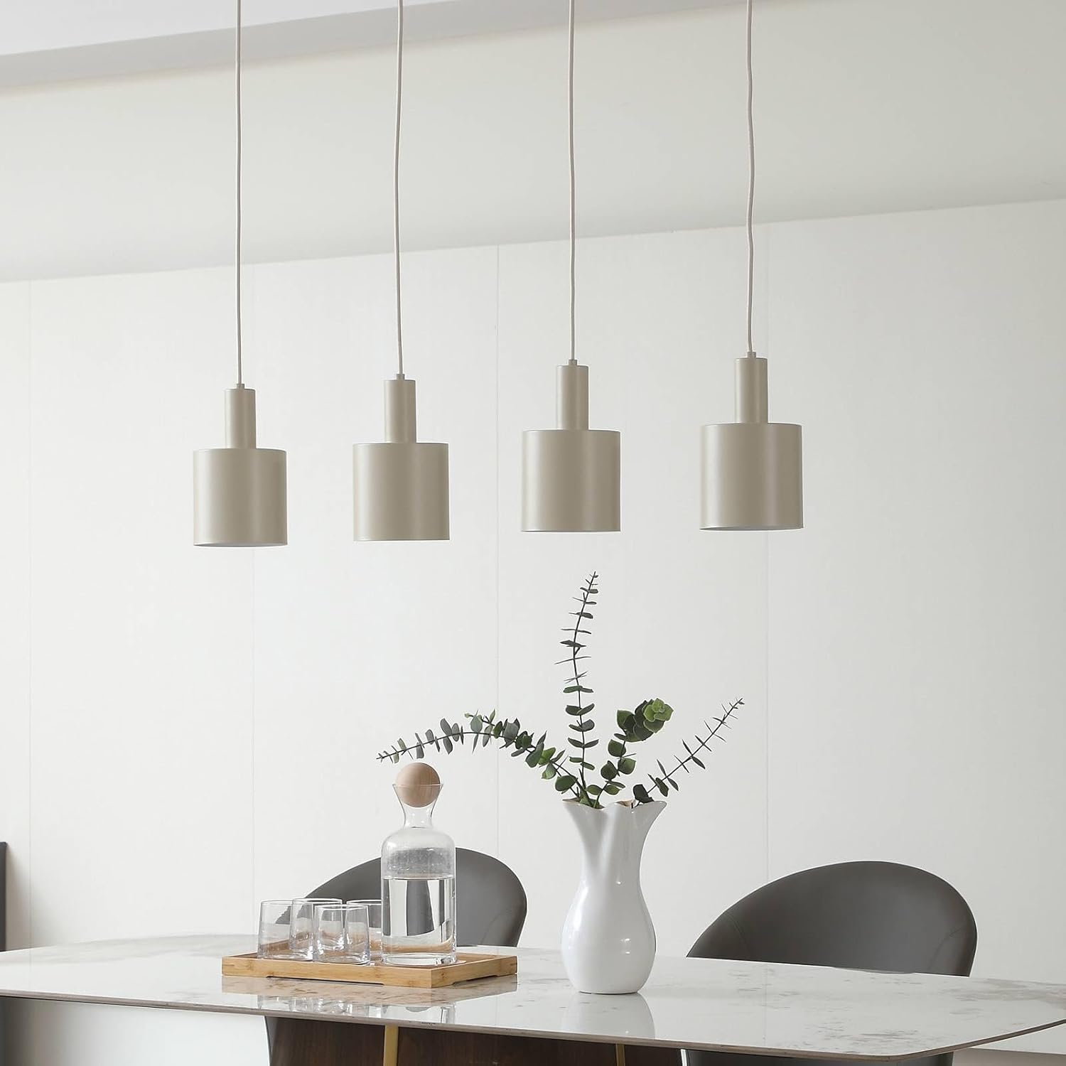 Lindby Pendelleuchte Ovelia (Modern) in Creme aus Metall (4 flammig, E27) - Deckenlampe Esstischlampe Hängelampe Hängeleuchte Küchenleuchte