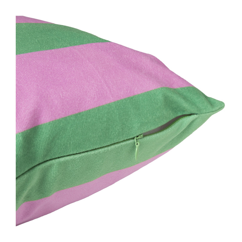 Kussen streep - groen/roze - 45x45 cm