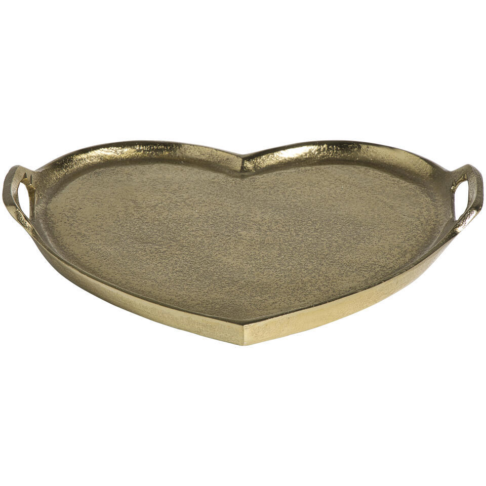 Dienblad Hart goudkleur aluminium - 30x33 cm