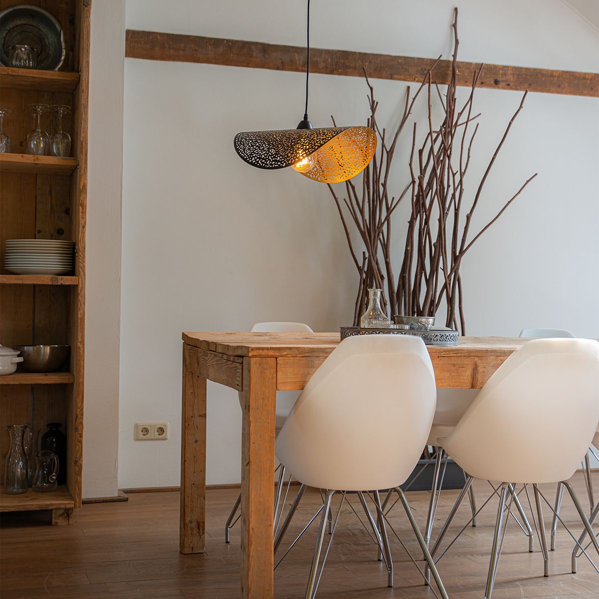 Oosterse hanglamp zwart met goud 50 cm - Japke