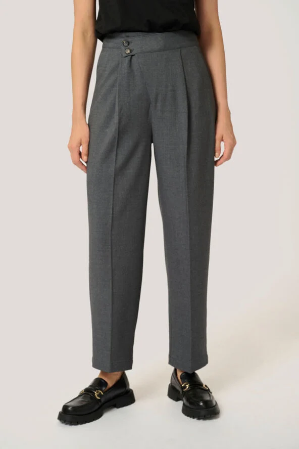 Kaffe KAmerle Button Pants 7/8 Dark grey melange