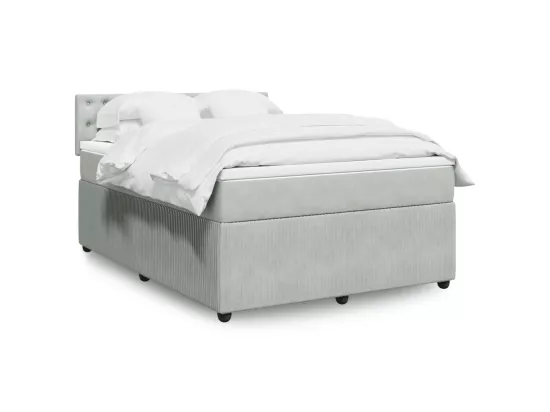 Sommier à lattes de lit et matelas Gris clair 140x190cm Velours