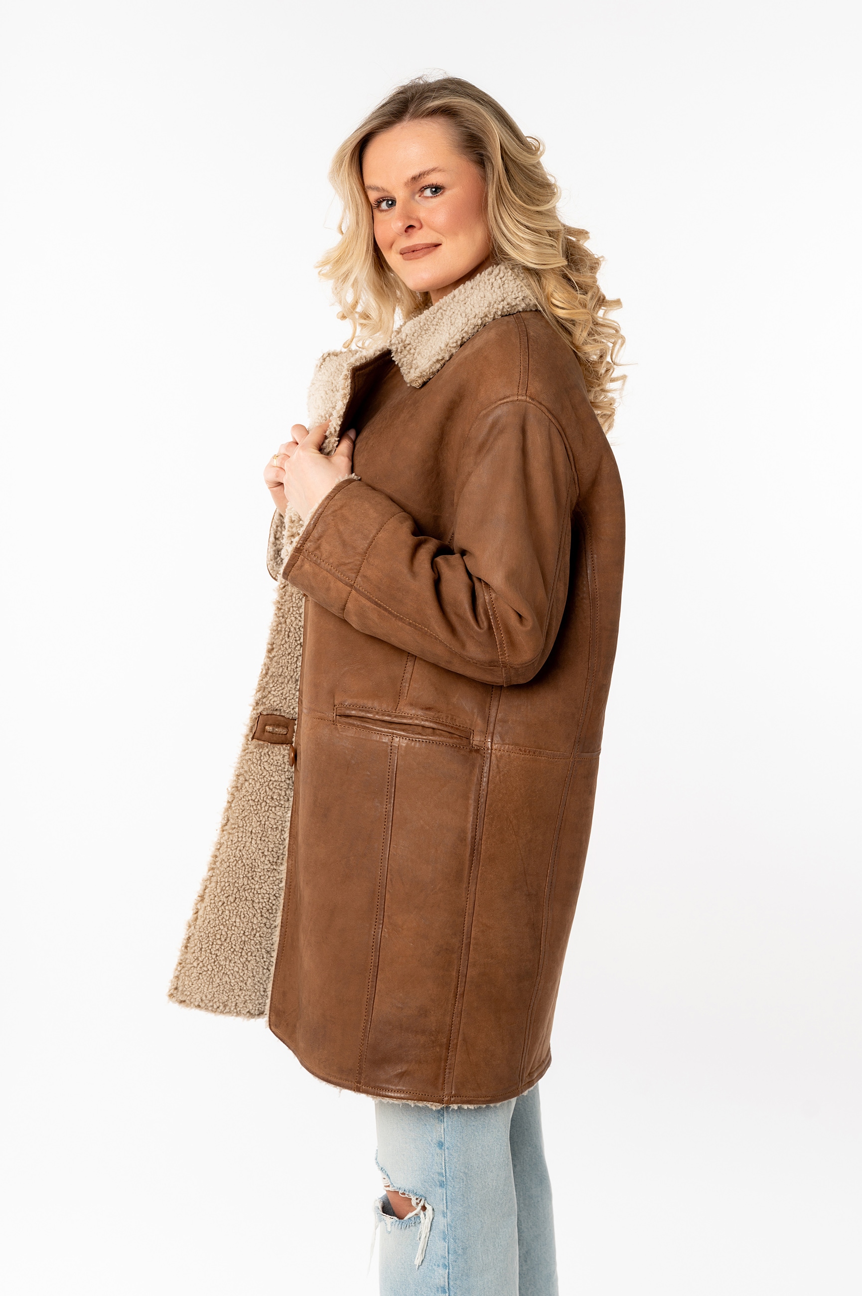 Mauritius Ledermantel »MWXofia OS«, mit Reverskragen, Oversized Fit