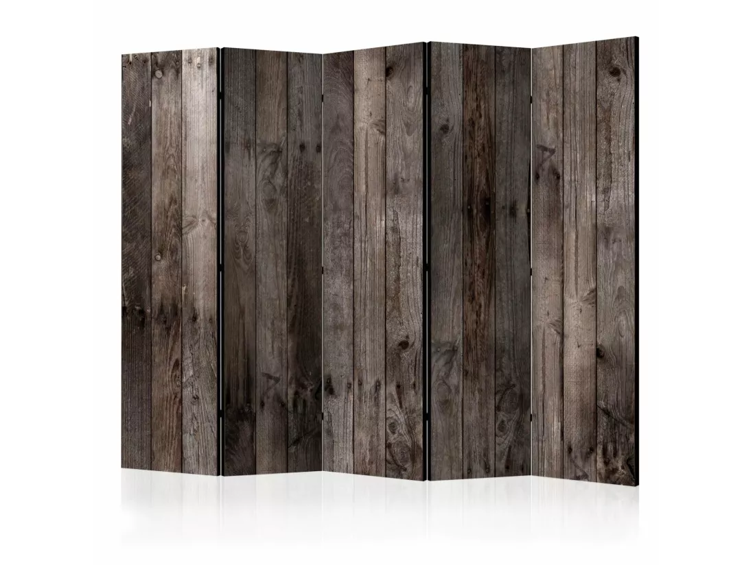 Paravent 5 Volets Design Bois Rustique avec Clous Decor