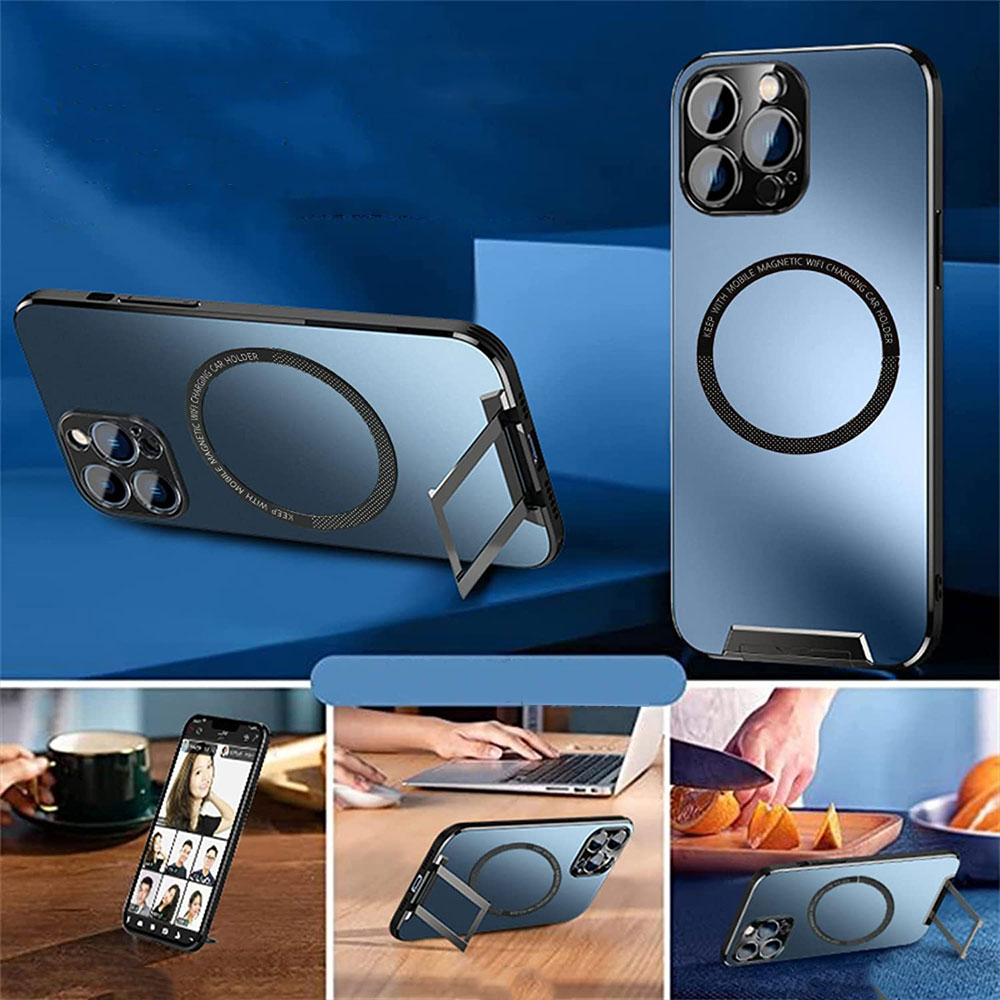 iPhone 14 MagSafe Hybrid Hülle mit TPU Bumper   Kickstand - Blau
