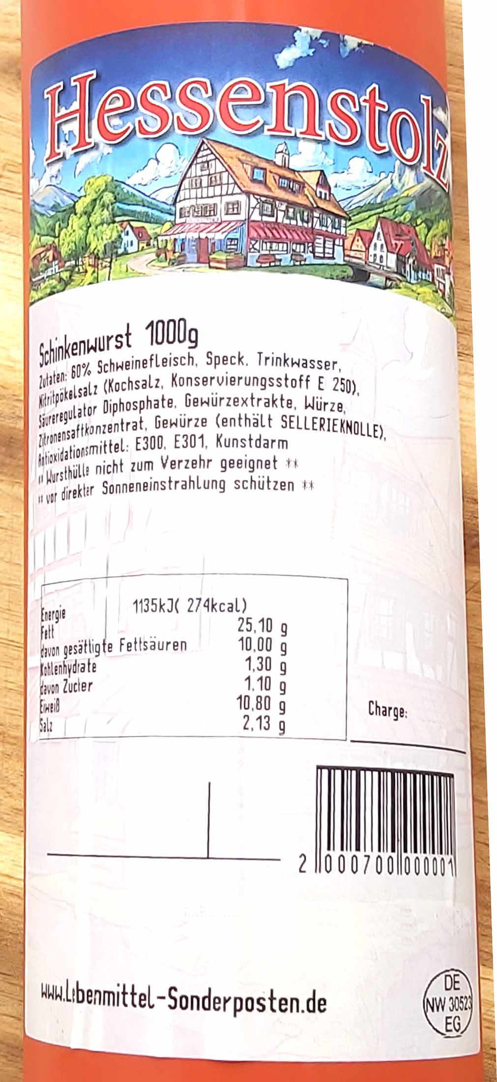 Hessenstolz Schinkenwurst 1000g MHD:28.12.24