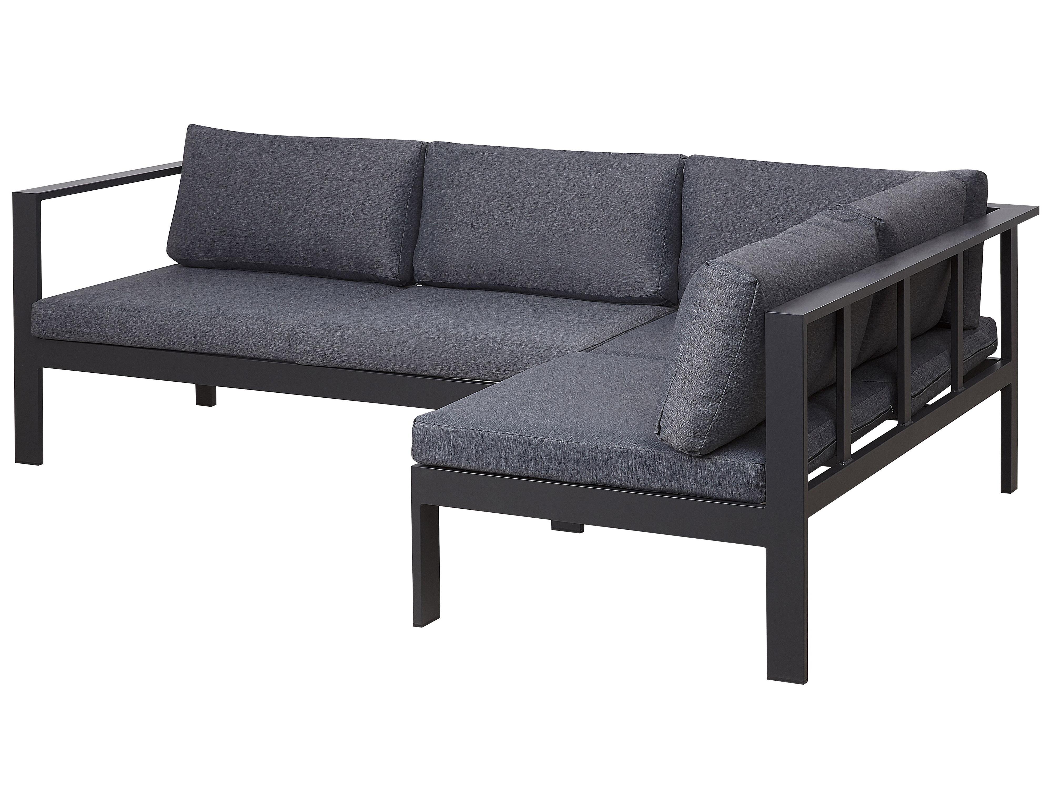 Tuin hoekloungeset met tafel 5-zits MESSINA linkszijdig Metaal Zwart