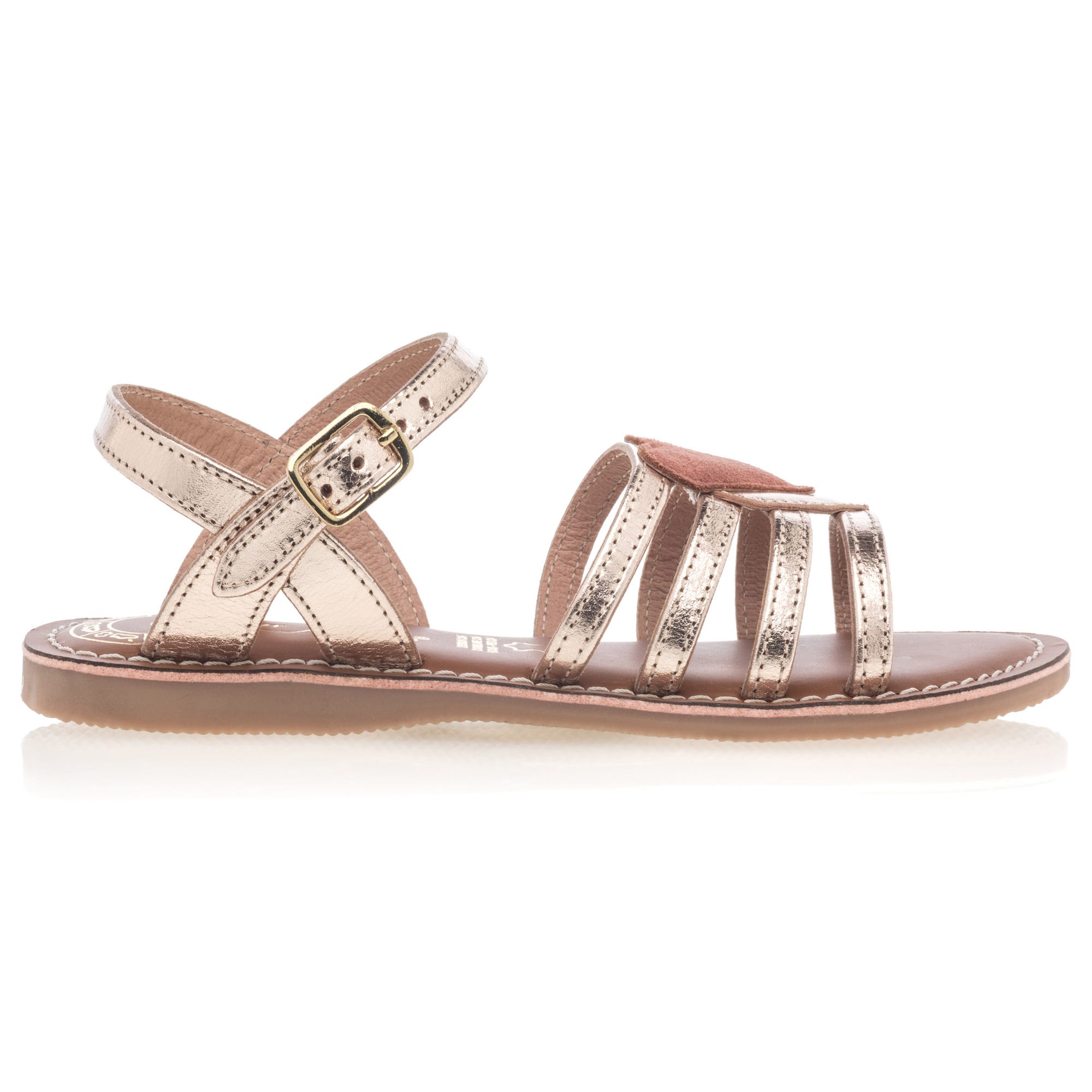 Nu-pieds Fille en cuir or