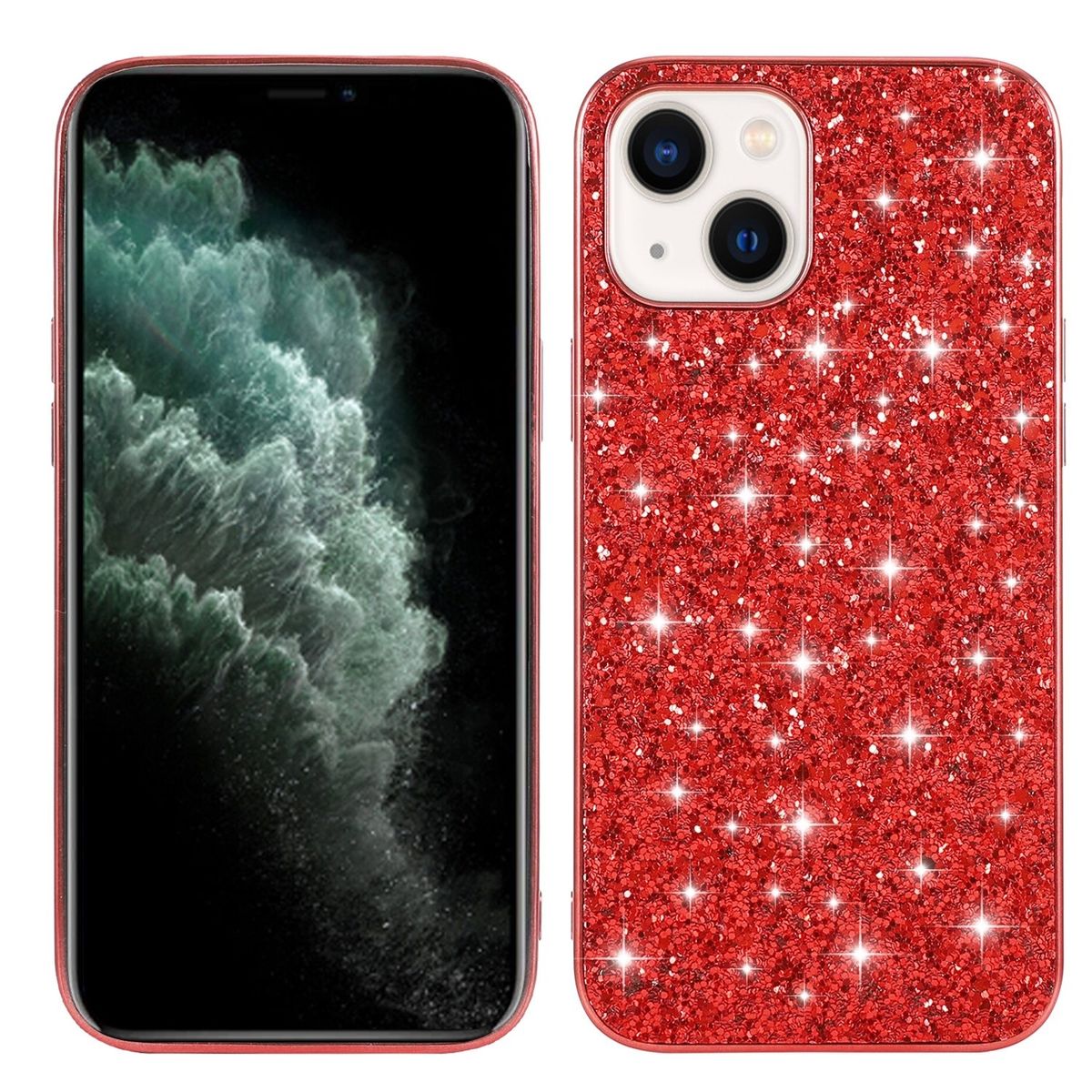 Schutz Handy Hülle für Apple iPhone 15 Case Cover Glitzer Bumper Etuis Tasche