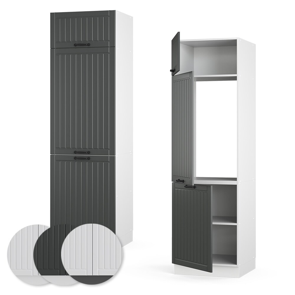 Vicco Kühlumbauschrank 60 cm FAME Line Küchenschrank Küchenzeile Landhaus Anthrazit
