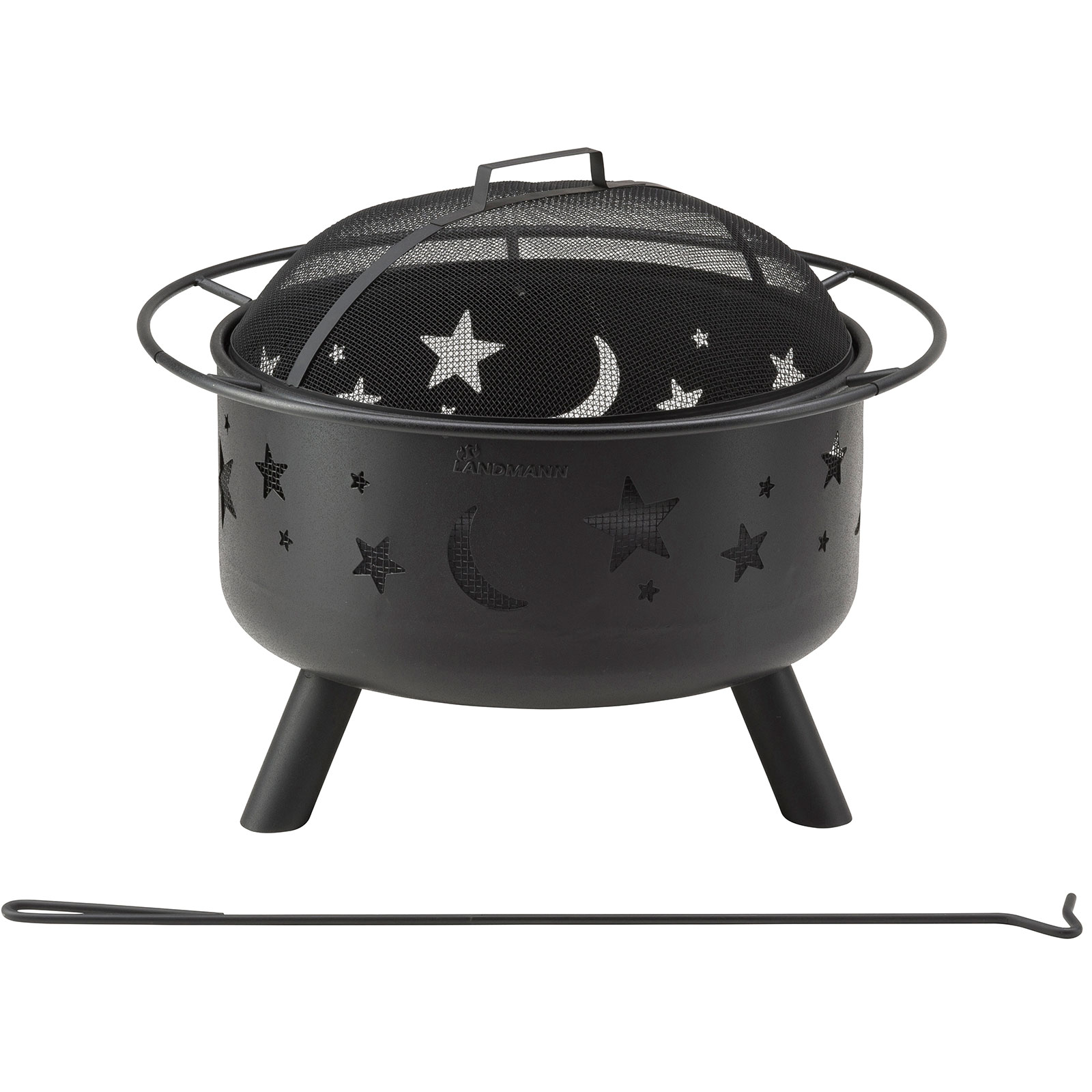 LANDMANN Feuerkorb - schwarz - Stahl - 75 cm