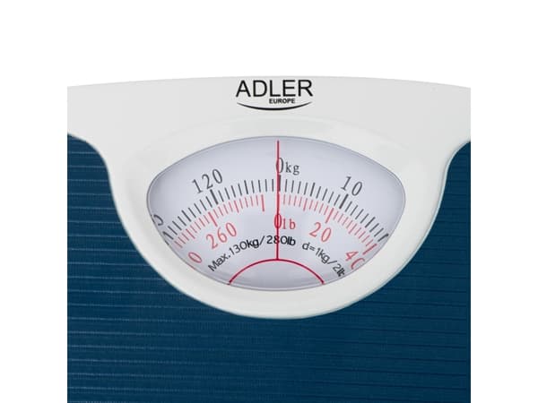 Adler AD 8151B, Mekanisk personvekt, 130 kg, 1 kg, Blå, kg, lb, firkant