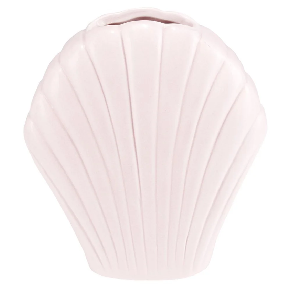 Vase coquillage en grès beige/rose/blanc 18x7xH15cm