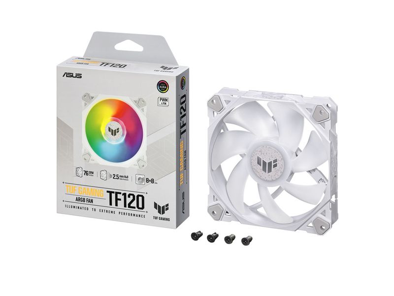 ASUS PC-Lüfter TUF GAMING TF120 ARGB Weiss Hochleistungs-120mm ARGB-Lüfter mit PWM-Steuerung