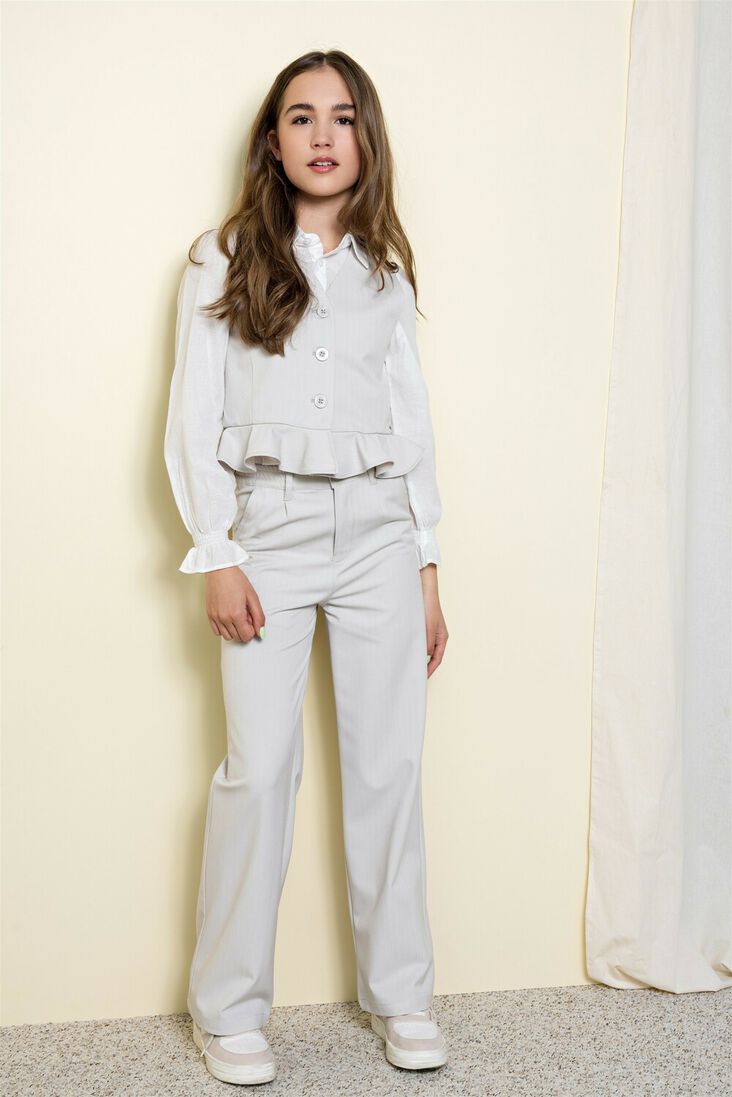 NOBELL grijze nobell pantalon sayla girls wide pants silver grey