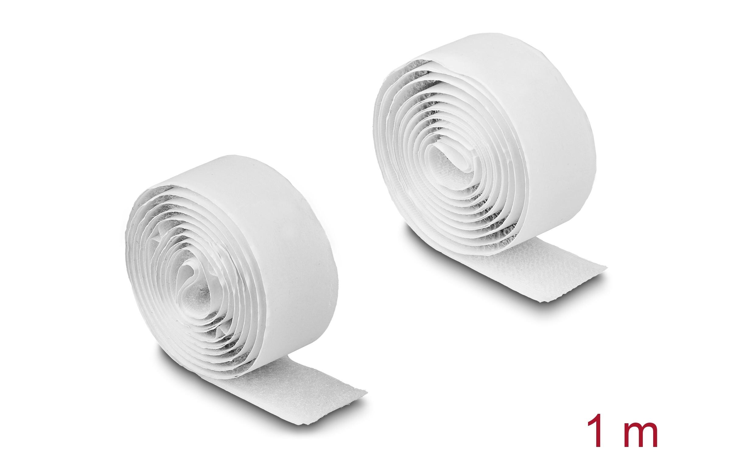 Klettband 1 m x 20 mm mit Haft- und Flauschband, WeissDelock Klettband selbstklebend mit Haft- und Flauschband L 1 m x B 20 mm weiss