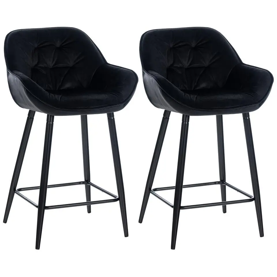CLP Set van 2 Barkruk Gibson zwart Frame - Fluweel - zwart