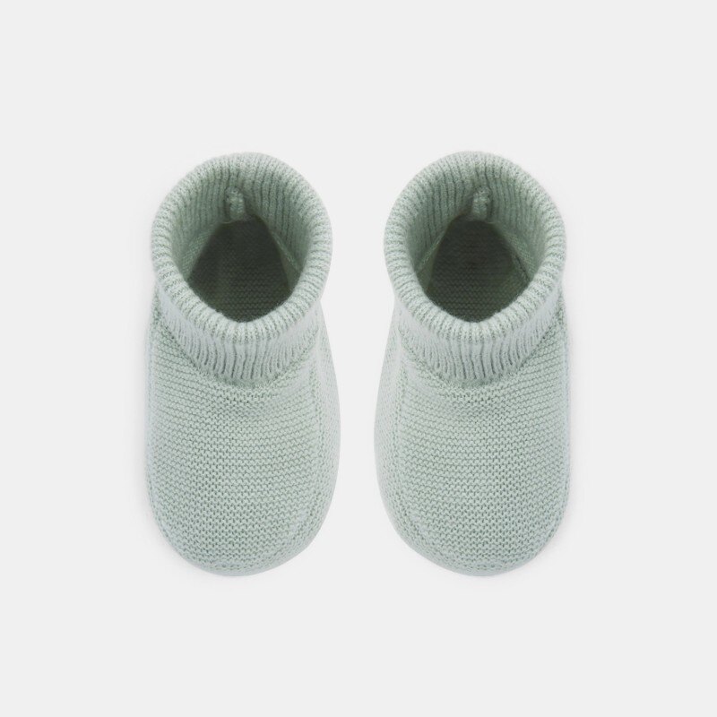 Chausson maille tricot vert naissance Vert