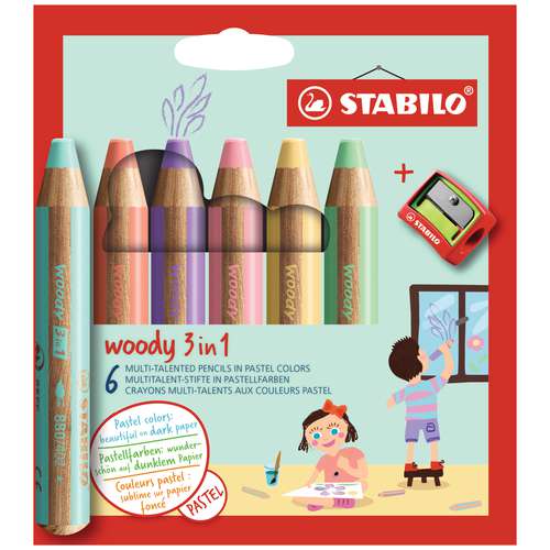 STABILO® woody 3 in 1 Pastell 6er-Set