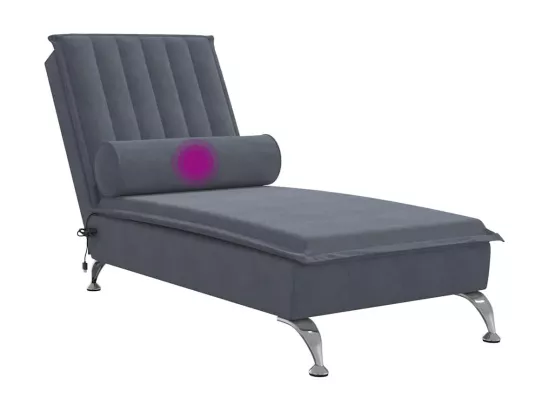 Prolenta Premium - Chaise longue de massage avec traversin gris foncé velours