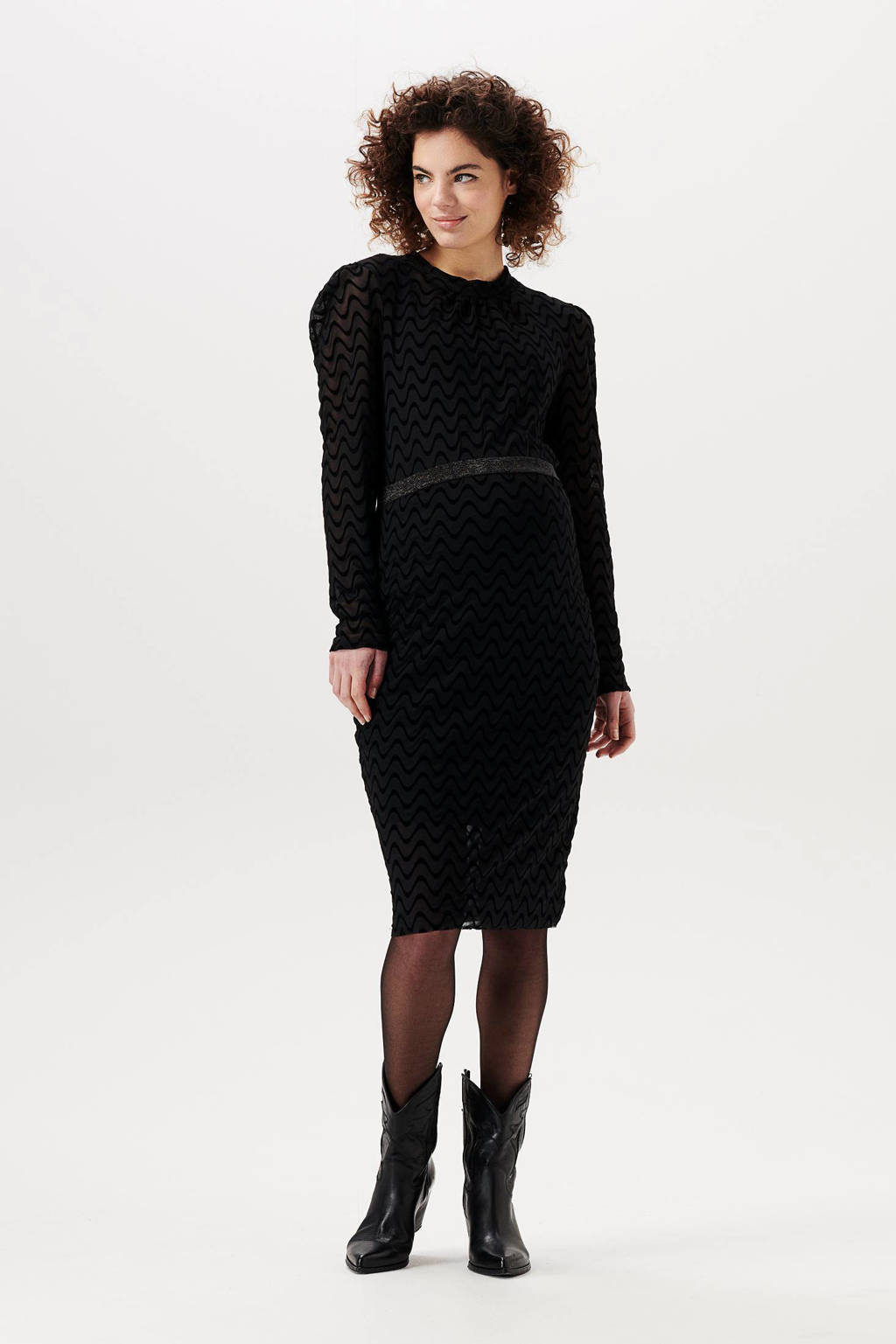 Supermom semi-transparante zwangerschapsrok Dunn met all over print zwart